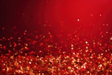  A Red Background With A Lot Of Small Circles Of Small Red And Gold Confetti On Top Of It.