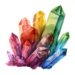 Tourmaline crystals in a spectrum of colors isolated on white background, cartoon style, png
