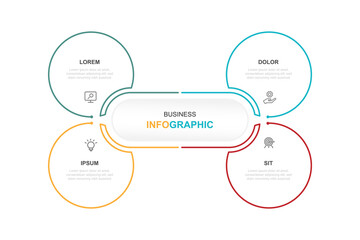 Wall Mural - vector template infographic with 4 step process or options suitable for web presentation and busines