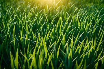 green grass background, Spikes on the grass in nature as a background