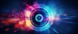 Blurred bokeh effect with vibrant color scheme and futuristic tech concepts on innovative gadgets