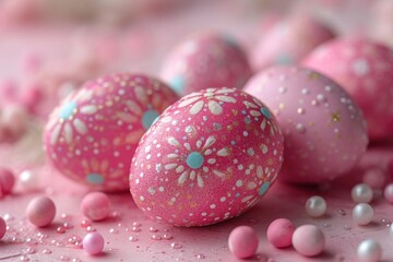 Wall Mural - Colorful Easter eggs in a vibrant holiday arrangement showcasing the joy and beauty of the holiday season.