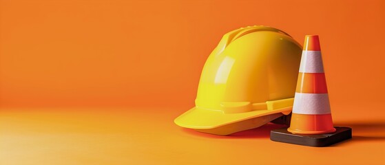 un plot et un casque de chantier pour sensibiliser sur la sécurité au travail