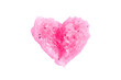 © Tetiana - Cosmetic pink scrub in the shape of a heart. Peeling cosmetic sample texture isolated on white background.
