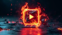 The Play Button Is Made In A Fire Style. Hot Game.