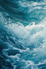 Poster - A close up view of a powerful wave in the ocean. This image can be used to depict the strength and beauty of nature