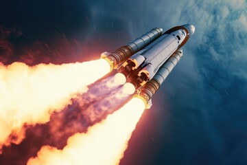 Wall Mural - a space shuttle taking off into the sky. suitable for space exploration and aerospace concepts