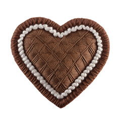 brown heart embroidered felt patch