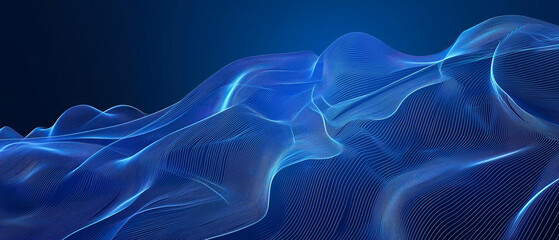 Wall Mural - Wave of  blue lines. Abstract Digital Technology Background. Abstract wave moving lines flow particles, hi-tech and big data background design for brochures, flyers,