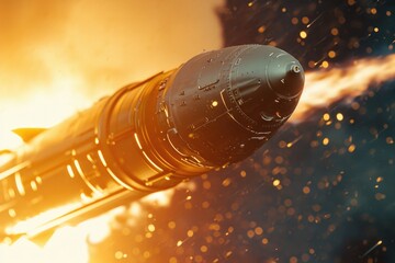 Wall Mural - a rocket soaring through the sky. perfect for space exploration themes and scientific concepts