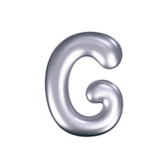 Wall Mural - 3d chrome liquid letter g in y2k style isolated. render of 3d metal inflated bubble alphabet with gl