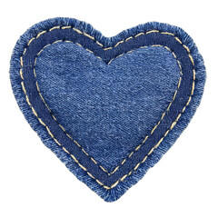 jeans blue heart embroidered fabric patch