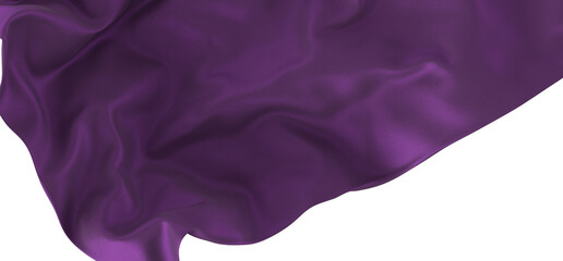 Wall Mural - 3d render of abstract purple cloth falling. Silk drapery flies away.