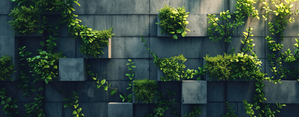 Wall Mural - Fresh Foliage and Wall