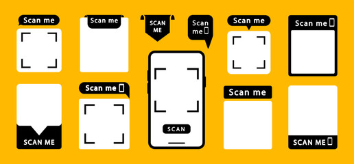 Set of QR codes with inscription scan me with smartphone. Scan qr code icon. Qr code for payment, mobile app and identification. Vector illustration.