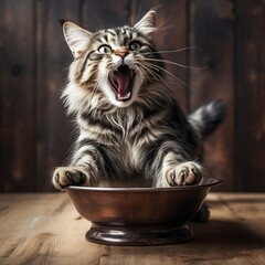 Canvas Print - cat in a bowl