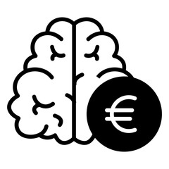 Sticker - Euro Think solid glyph icon