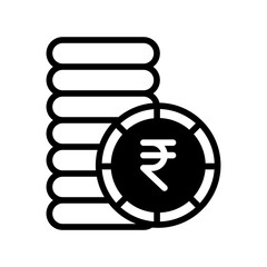 Wall Mural - Rupees Coins solid glyph icon