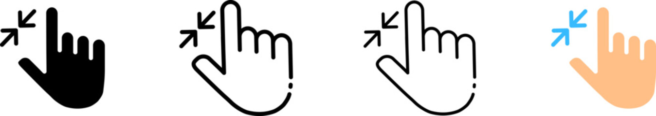 Wall Mural - finger narrowing icons. different styles, index finger icons. vector icons