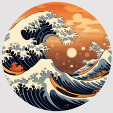 AI Generated Illustration Of An Artwork Of A Japanese-style Wave