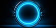 Abstract futuristic background of glowing blue neon circle round frame