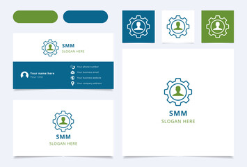 Wall Mural - smm logo brand business card. branding book affilate marketing collection. thin smm logo