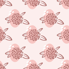 Sticker - seamless pattern with outline flowers 