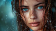 © HM Design - Portrait of a young, alluring girl with wet hair, exuding beauty and allure.