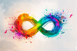 Rainbow-colored infinity symbol illustration, watercolor style, symbol for neurodiversity, adhd, and autism, neurodiversity awareness