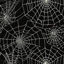 White Cobweb On A Black Background, Texture, Seamless Pattern
