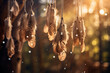 Penas de coruja pendentes na floresta sobre a luz do sol - Papel de aprede
