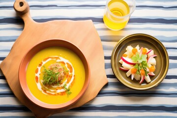 Sticker - gazpacho in a clay bowl with a drizzle of olive oil