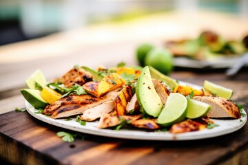 Wall Mural - sliced grilled chicken with avocado and lime