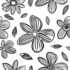 Wall Mural - Seamless pattern, vector drawing of flowers, natural background