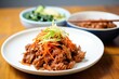 korean bulgogi with kimchi and lettuce wraps