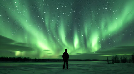 aurora borealis in the mountains, forest and lake. - 
The awe-inspiring sight of auroras in the night sky, witnessed firsthand.