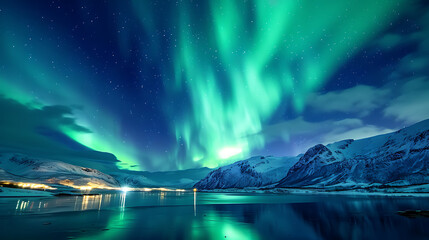 aurora borealis in the mountains, forest and lake. - 
The awe-inspiring sight of auroras in the night sky, witnessed firsthand.