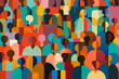 Crowd of people in different color and ethnicity vector illustration. Multiculturality. 