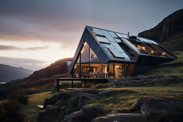 Wall Mural - futuristic modern house in the mountains