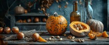 Pumpkin Ingredients Casserole Nuts Dried Fruits, Background Images And Pictures 