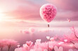 romantic pink foggy cloudscape with roses