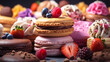 cookies close-up dessert food macaron, cookies with parfait