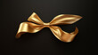 © Aura - gold ribbon 3d design element on black background