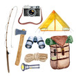 © Ekaterina - Watercolor camping set isolated on white