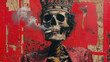 skull king, red background, copy space