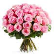 Large bouquet of pink roses on a transparent background.