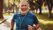 © Sophie  - Happy mature male runner jogging outdoors in nature on a sunny summer day