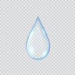 © ApoevArt - Falling transparent water drop realistic vector illustration set. Clear liquid dripping down. Single tear 3d design on transparent background