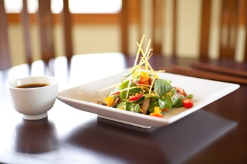 baby spinach and strawberry salad, vinaigrette drizzle