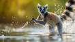 Lemurs catching fish
